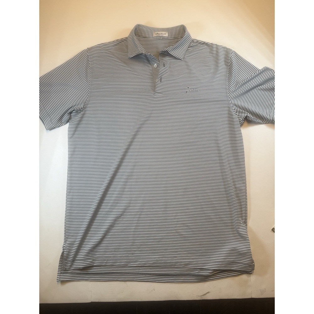 Peter Millar Summer Comfort Polo Men's XL Grey White The Dunes Golf Beach Club